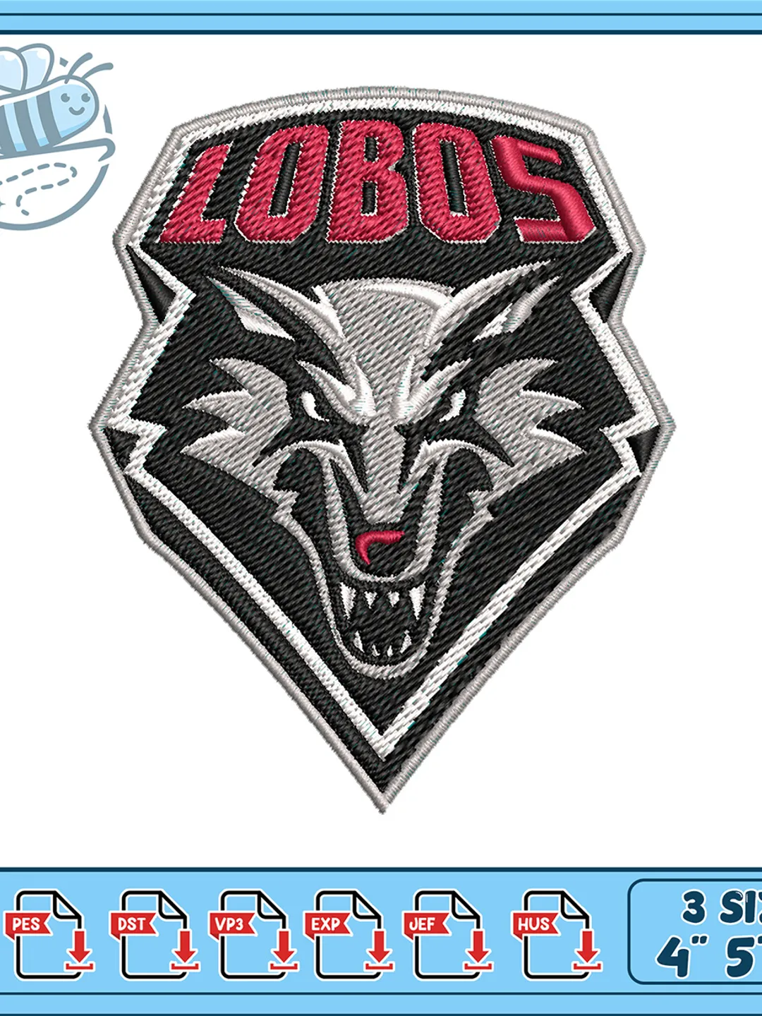 Wolves Dst Lobos Wolf Mascot Embroidery Design, College Team Shield Logo Machine ...