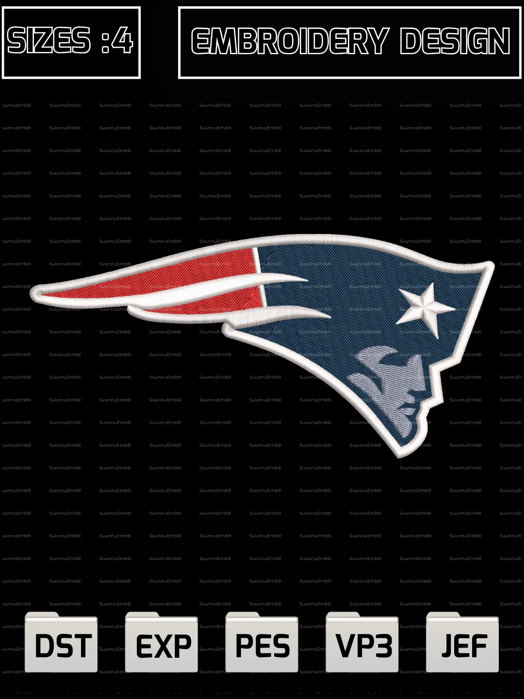 New England Patriots Logo Embroidery Design,NFL Logos Embroidery Design,NFL Teams, Machine Embroidery Design File,4 Sizes, Digital Download