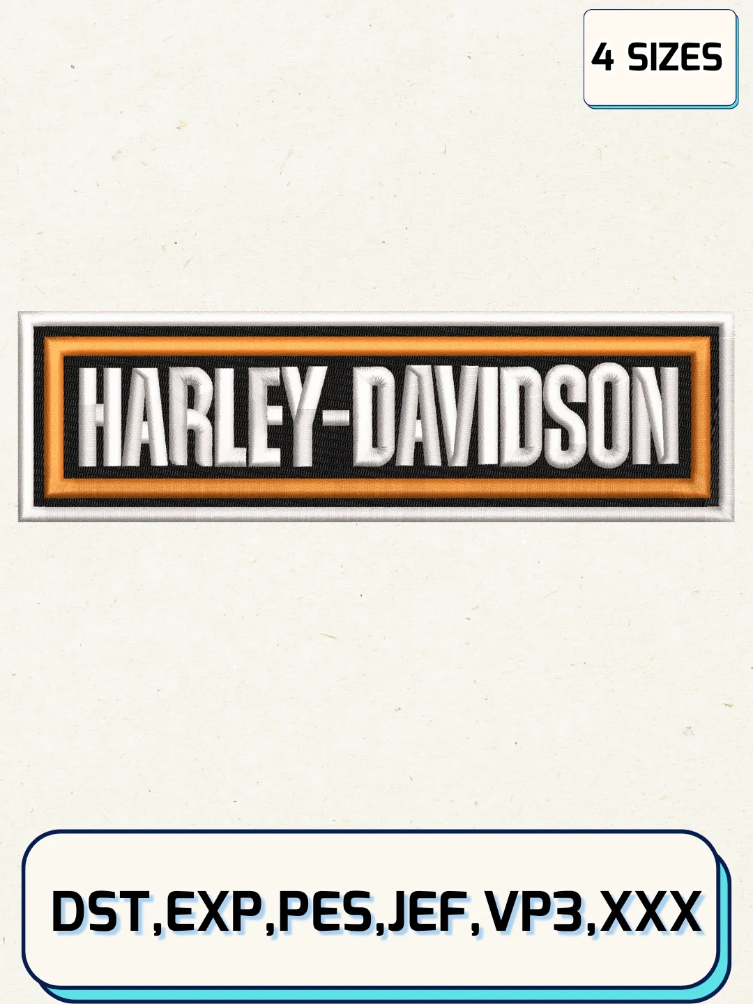 Harley Davidson Logo Embroidery Design,Transport Embroidery File, Machine Embroidery Files, 4 Sizes, Digital Download