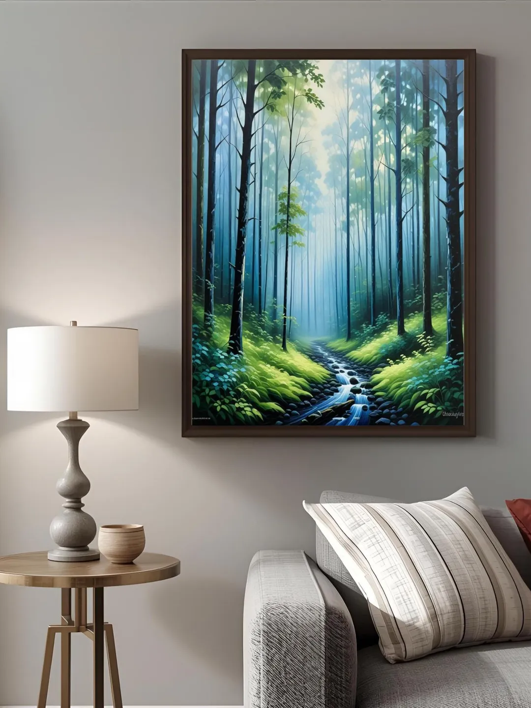 Misty Forest Landscape Print, Woodland Wall Art (Digital Download)
