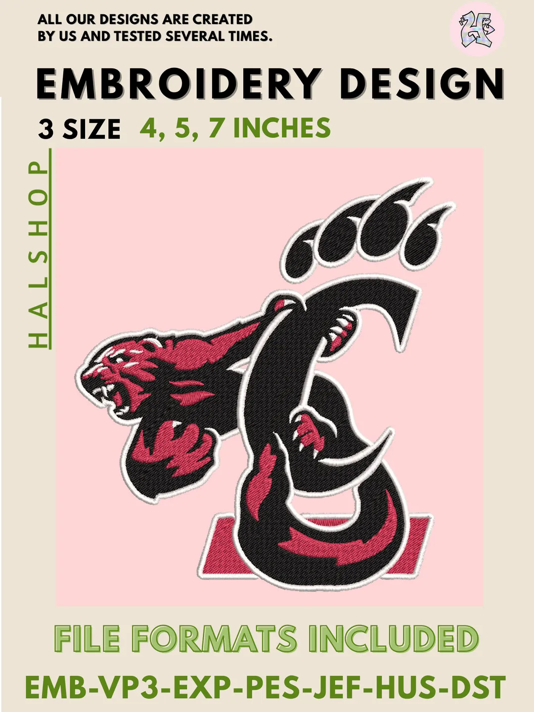 Cincinnati Bearcats Embroidery File – NCAA College Team Digital Design 🐾🎓