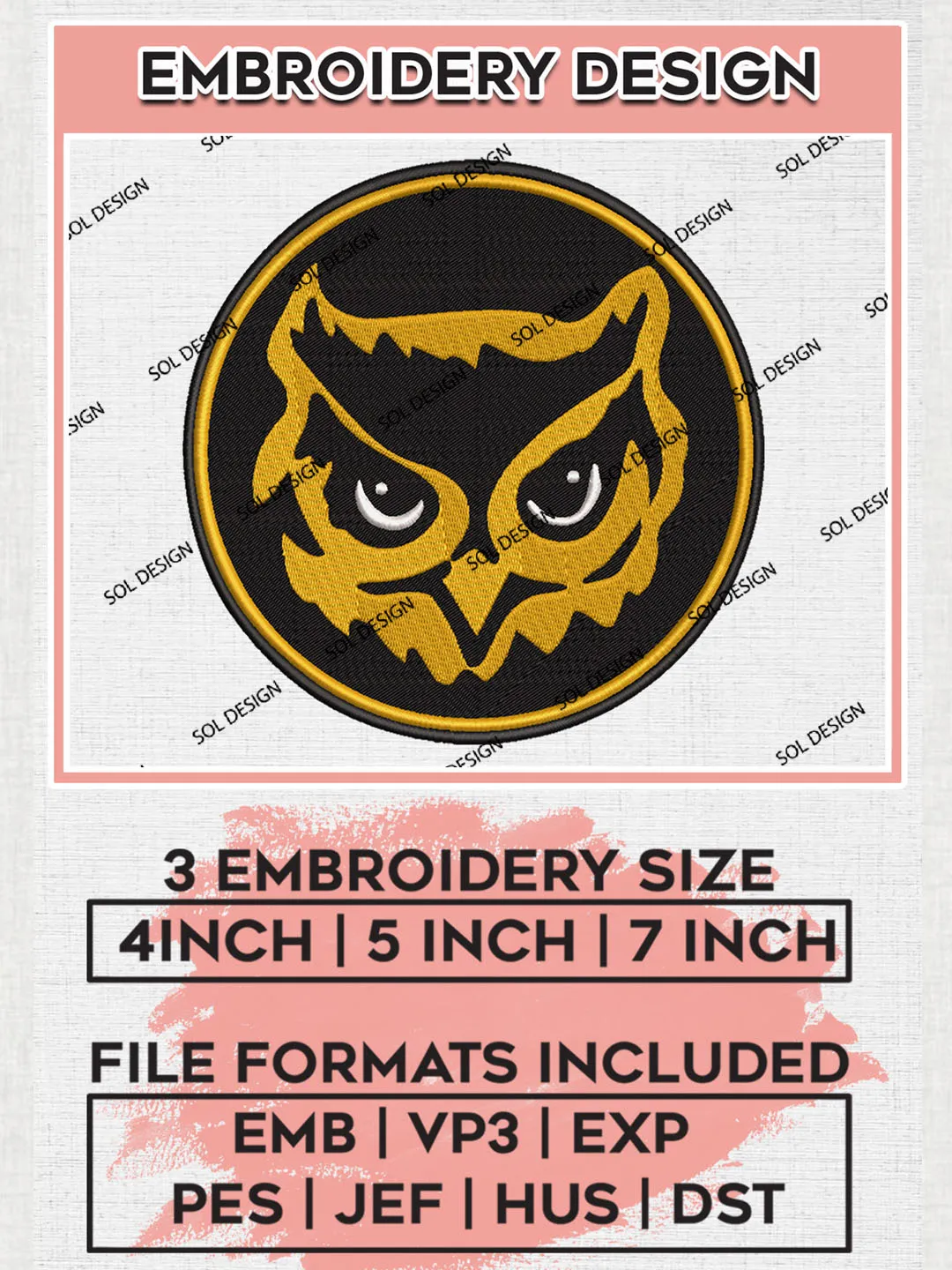 NCAA Kennesaw State Owls Team Mascot Logo embroidery designs, NCAA Kennesaw State Owls Logo Machine embroidery files , NCAA Team Logo embroidery designs, NCAA Game Day Machine embroidery designs, Digital Download