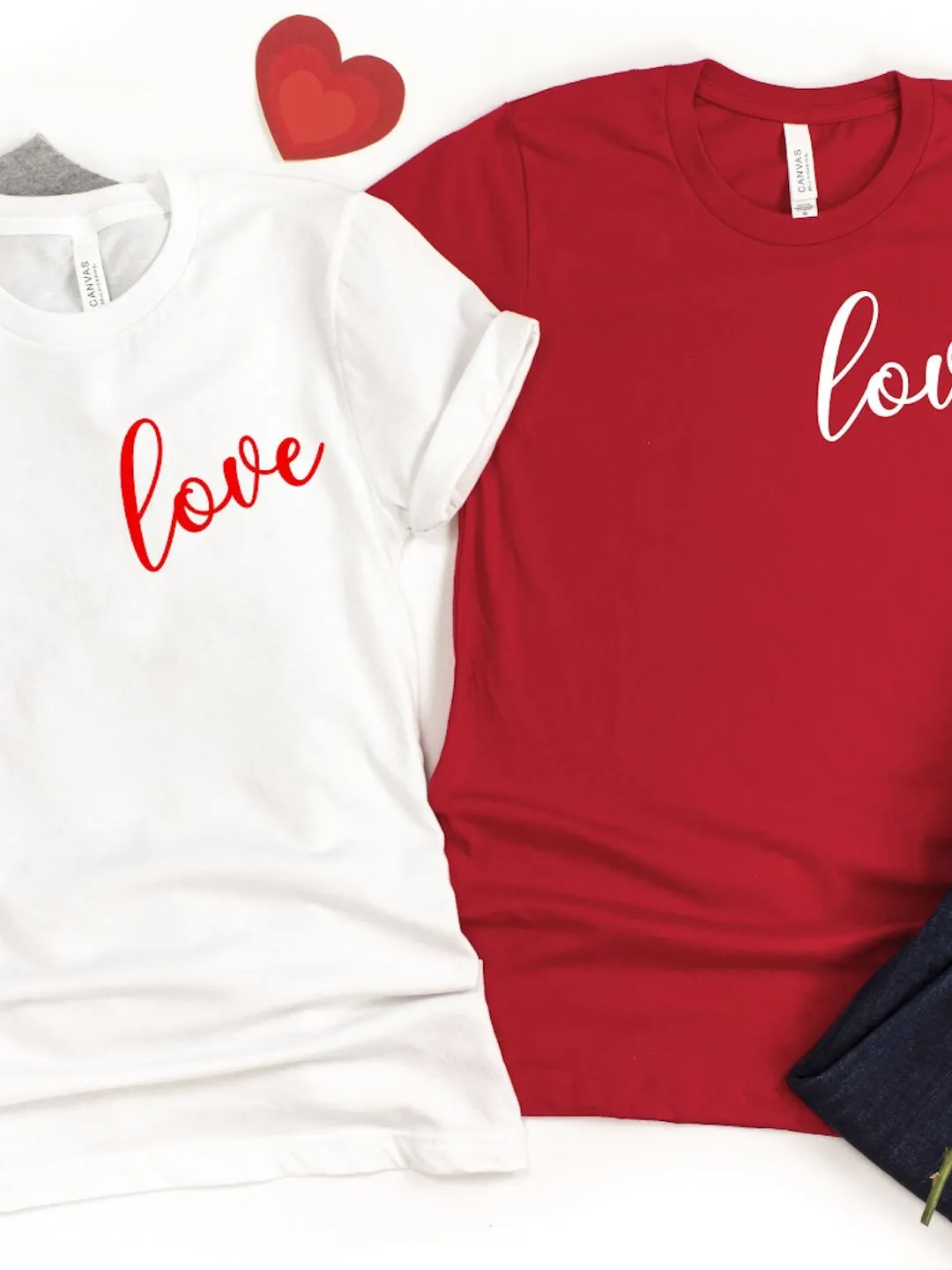 Valentine's Shirt: Love Heart Graphic - Soft Cotton Tee