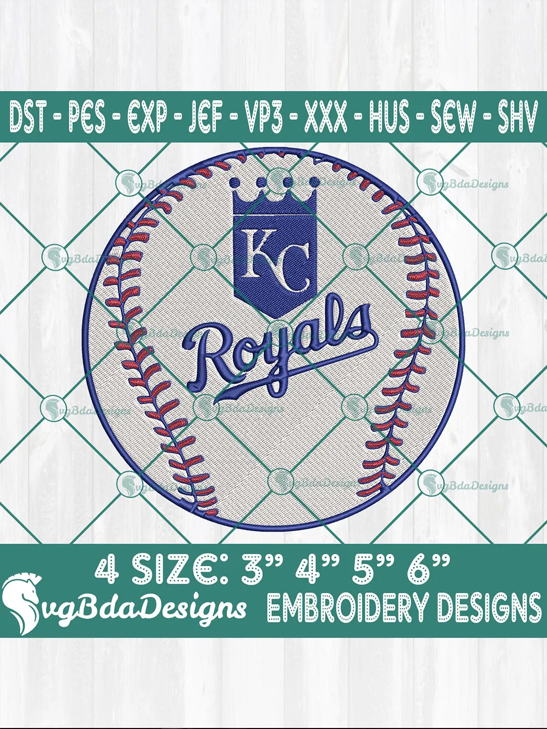 Kansas City Royals Baseball Embroidery Designs – MLB Logo Embroidered