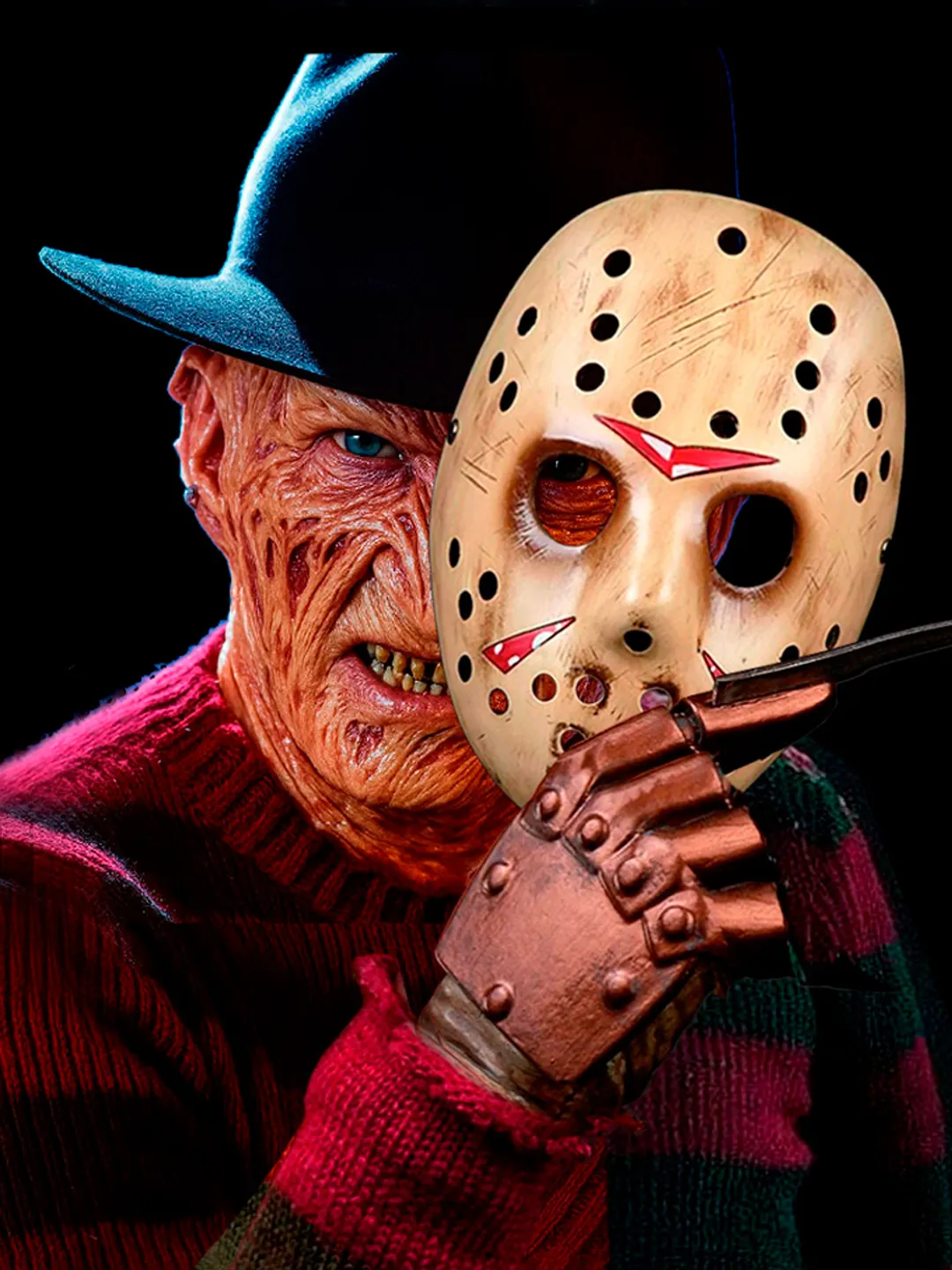 Freddy with Jason mask Original oil painting