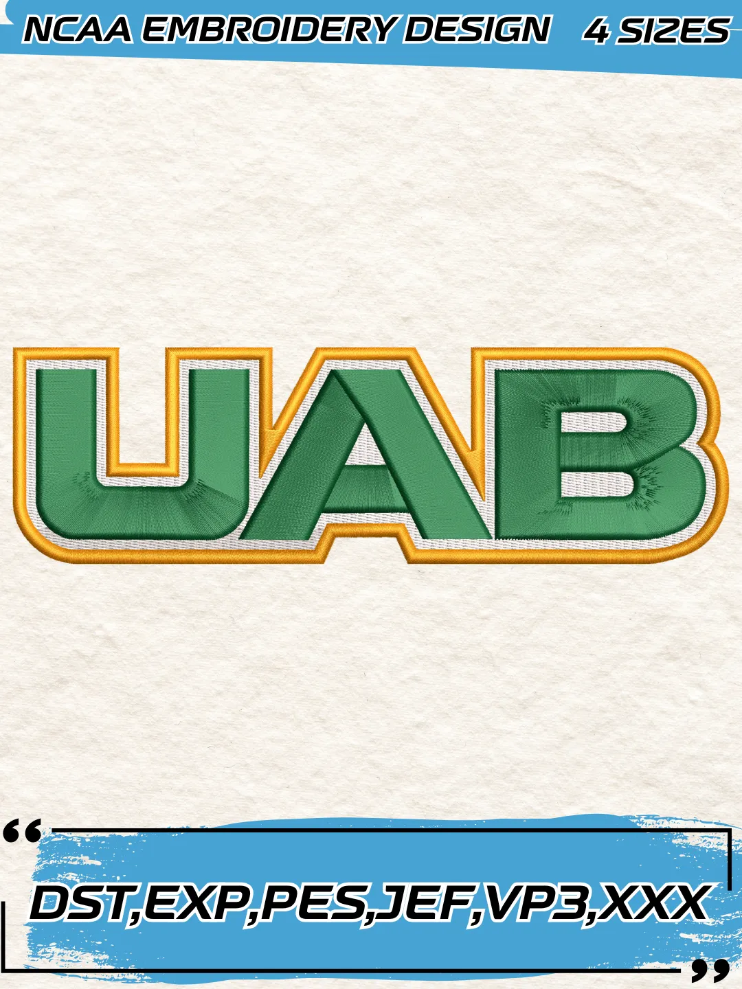 UAB Blazers Logo Embroidery Design,NCAA Logo Embroidery Design,Machine Embroidery Design File,4 Sizes, Digital Download