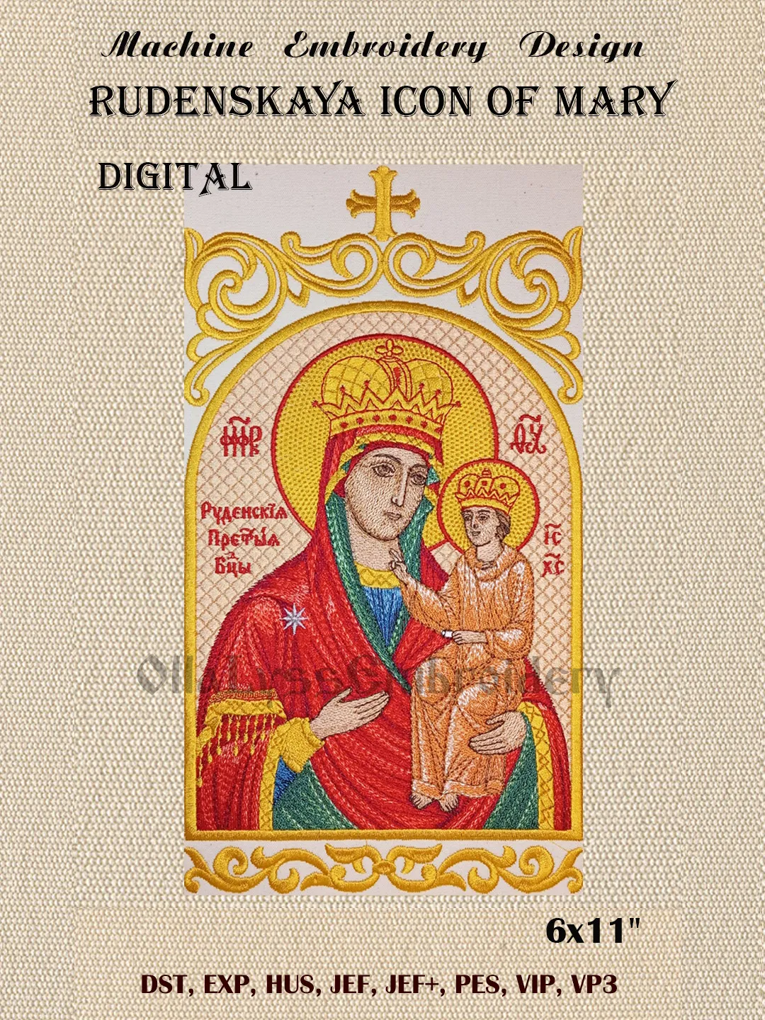 Rudenskaya icon of Mary embroidery design
