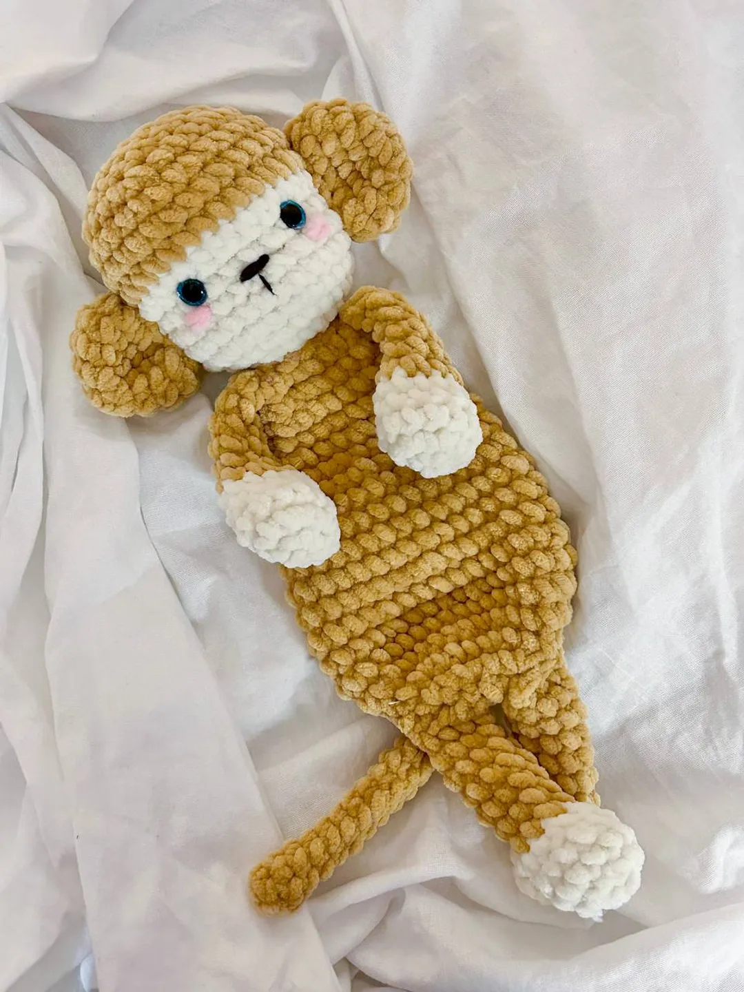 Crochet monkey lovey pattern Cute animal baby snuggler pattern pdf Cuddle baby toy tutorial