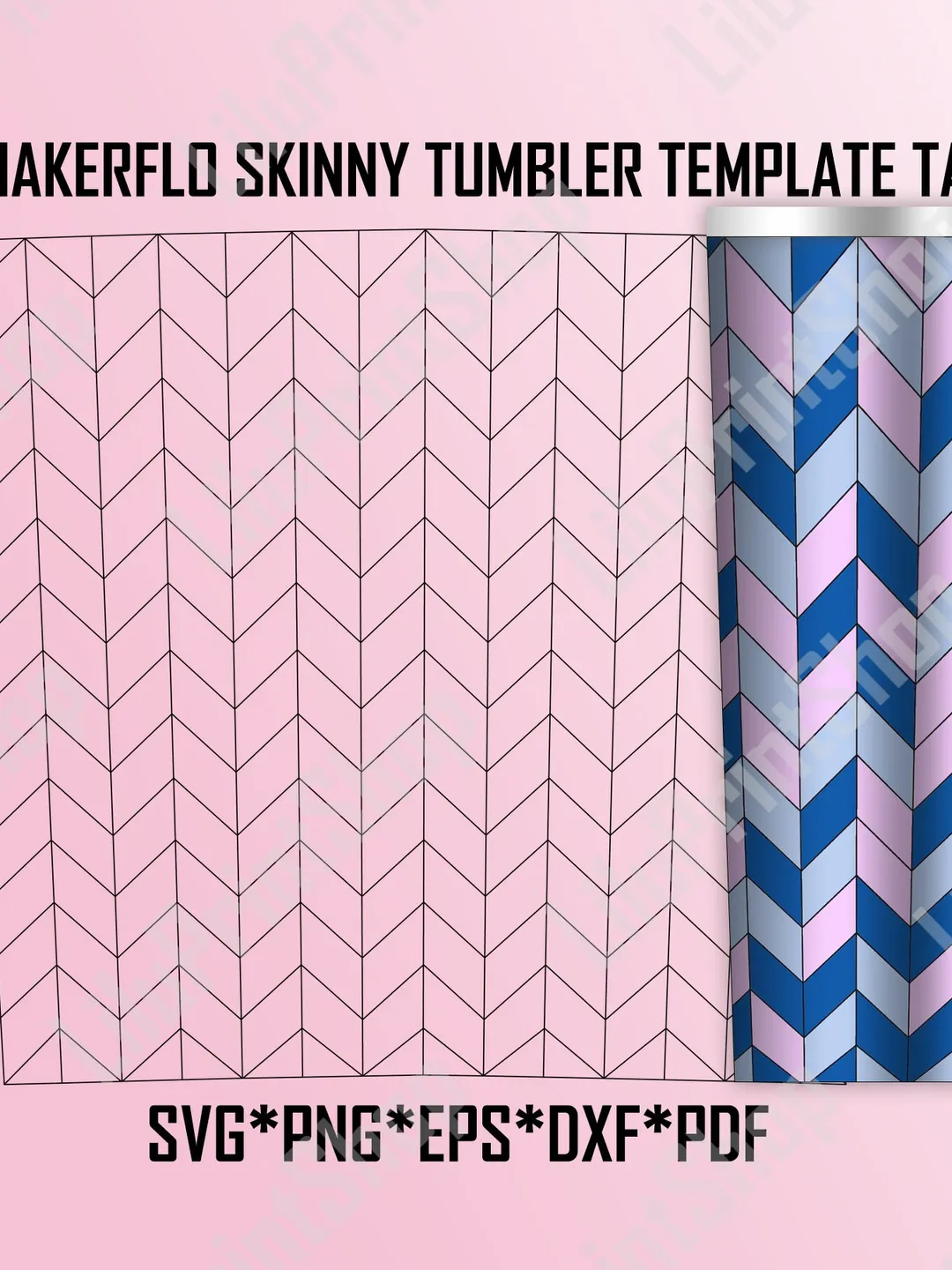 Tangram tumbler template svg for 20 oz Skinny Tumbler, Chevron tumbler svg Tangram Template cut file instant download