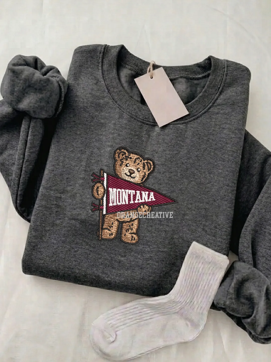 Montana Grizzlies Embroidered Sweatshirt, College Embroidered Crewneck, NCAA Montana Team Embroidered Shirt, Teddy Bear Sweatshirt, Gift for Collegue