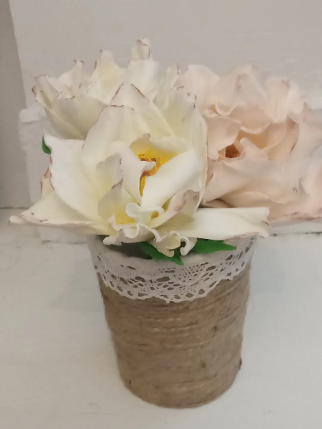 Delicate small bouquet in a jute pot. Gifts for her Mother's day gifts Home decor indoor