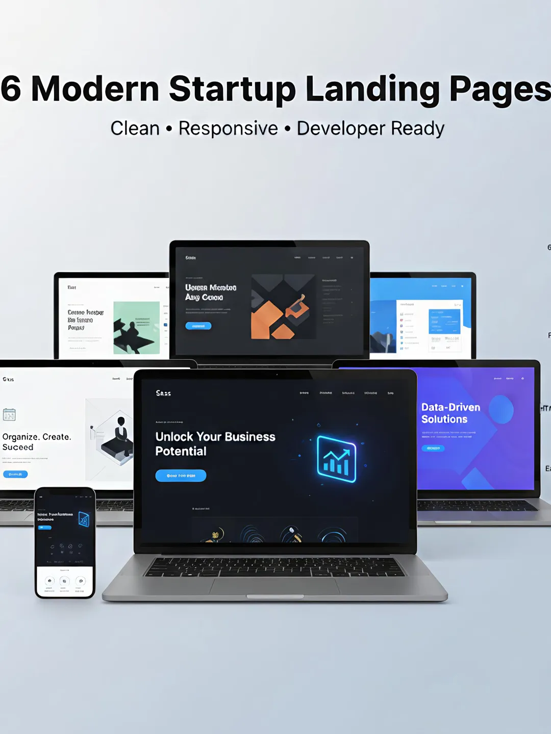 6 Modern Startup Landing Page Templates – Clean, Responsive, Developer ...