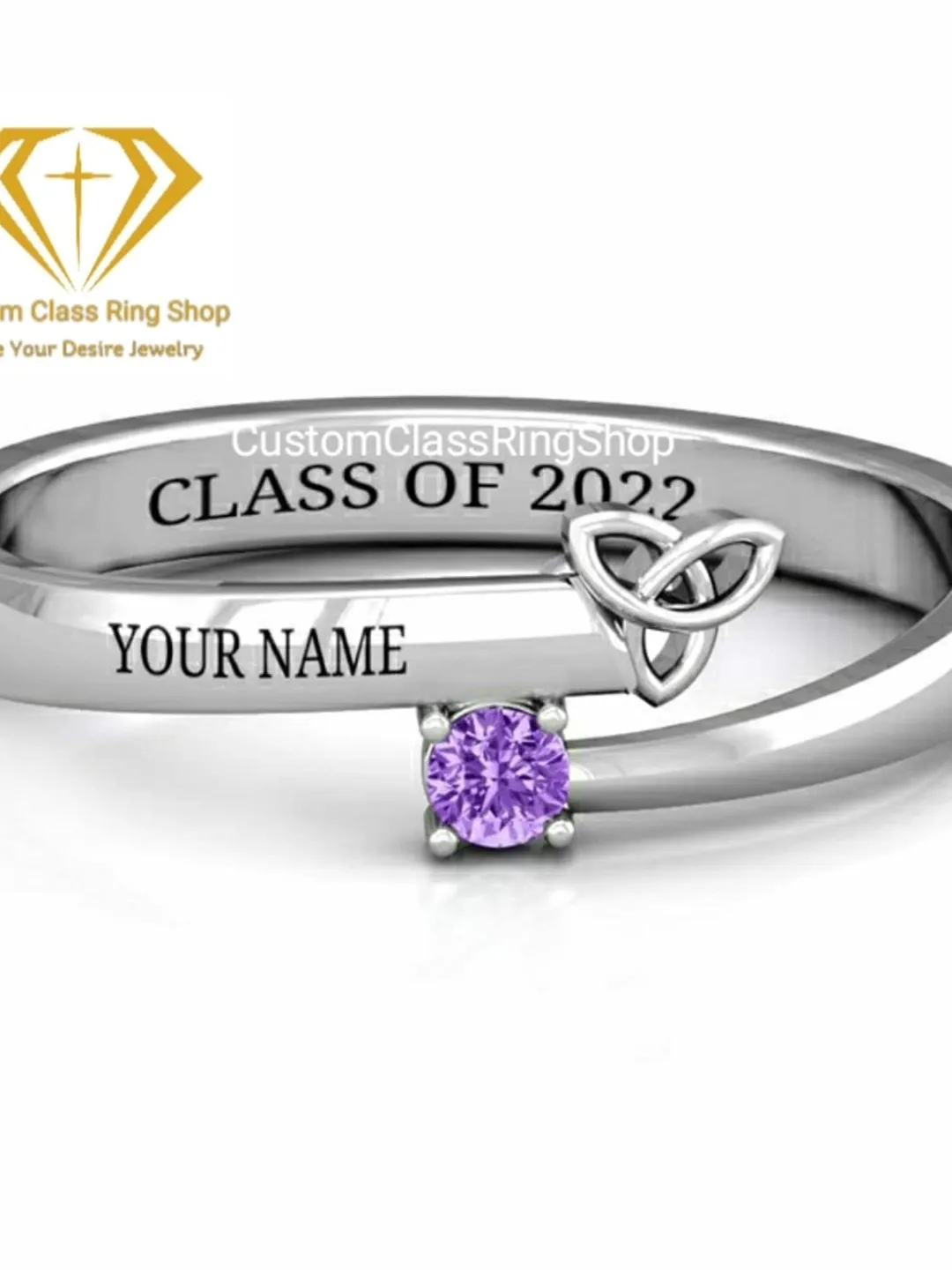 Dynamic Class Ring Custom High School Class Ring: Solid Gold Graduation Ring