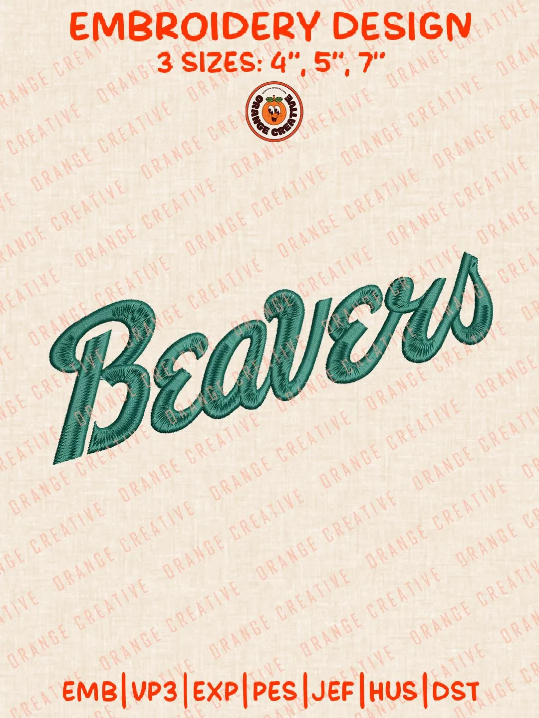 NCAA Beavers Text Embroidery Design, NCAA Bemidji State Beavers Team Logo Embroidery Design, Machine Embroidery Design File, 4 Sizes, Custom Size, Digital Download