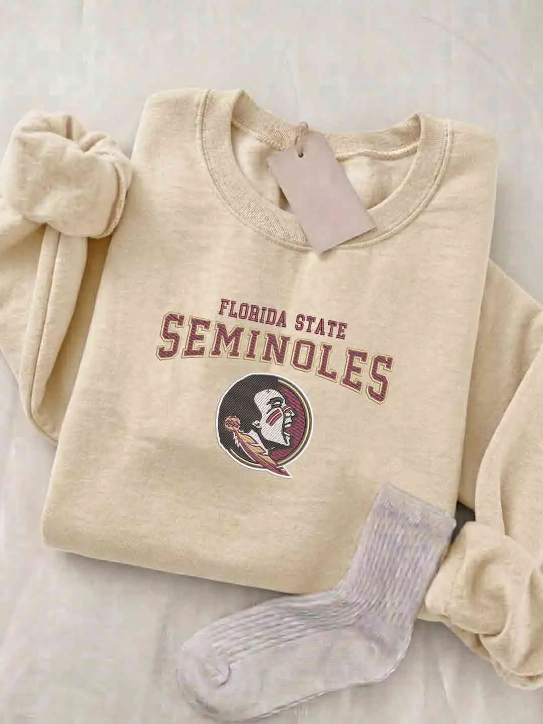 Florida State Seminole Embroidered Sweatshirt, Sport Embroidered Crewneck, Florida State Football Embroidered Shirt, Sweatshirt, Crewneck Gift