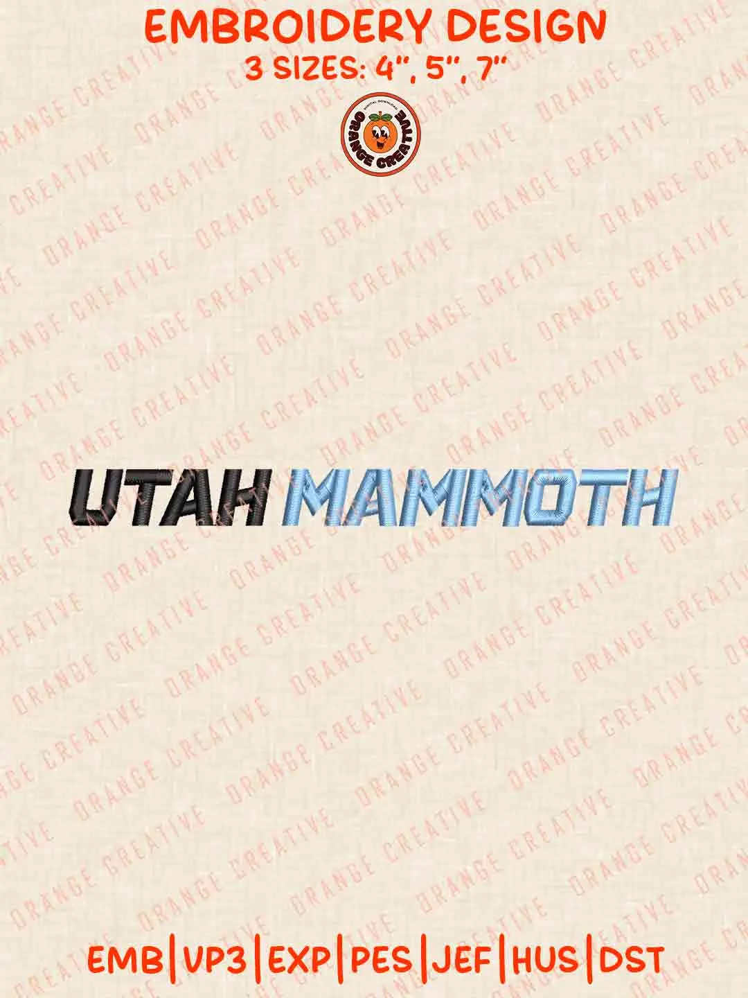 Utah Mammoth Word Logo Embroidery Files, Cute Sport Teddy Bear Embroidery Designs, NHL Hockey Team, Utah Mammoths Designs, Digital Download