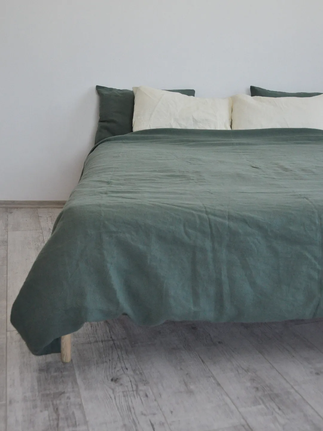 Pine green linen bedding set / 1 Duvet cover + 2 Pillowcases / Softened linen bedding /Comforter cover set /Quilt cover set/Hidden closure