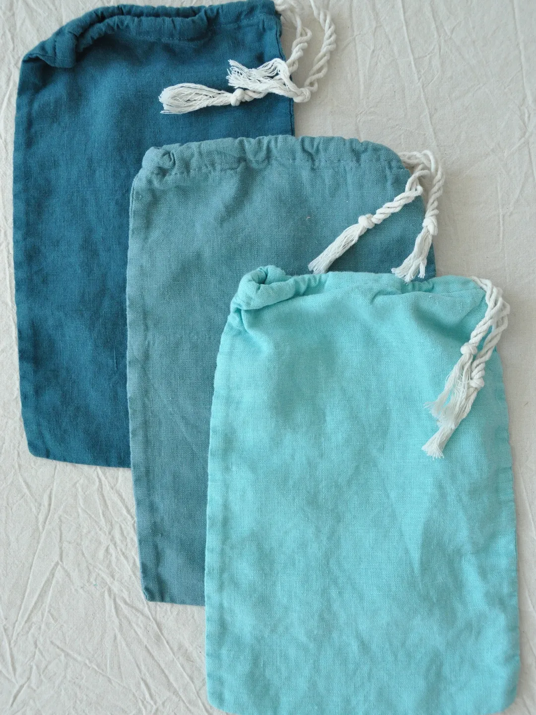 Zero waste linen bag / Bags set / Reusable washable food storage / Eco-friendly organic pocket / Natural bread drawstring bag / Vegan gift