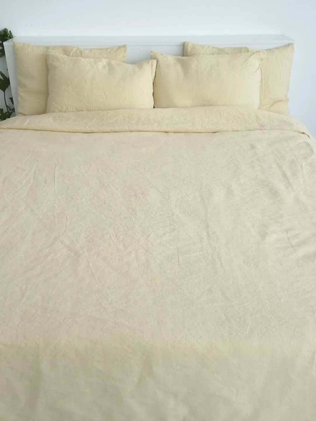 Pastel yellow linen bedding set / 1 Duvet cover + 2 Pillowcases / Softened linen bedding / Comforter cover set / Quilt cover set