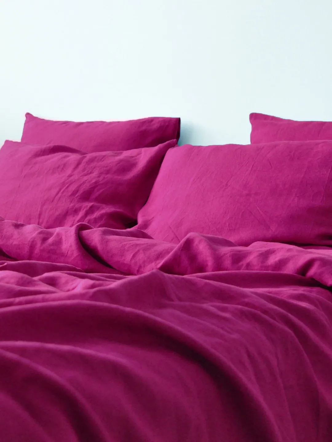 Fuchsia linen bedding set / 1 Duvet cover + 2 Pillowcases / Softened linen bedding / Bright pink comforter cover set / Quilt cover set