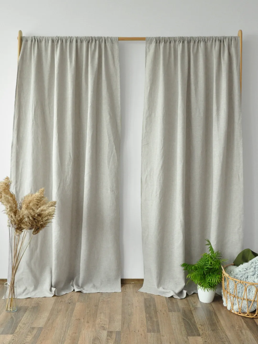 Undyed regular and blackout linen curtains / 2 panels / Unlined, Cotton, Blackout lining / Medium weight linen / Custom size