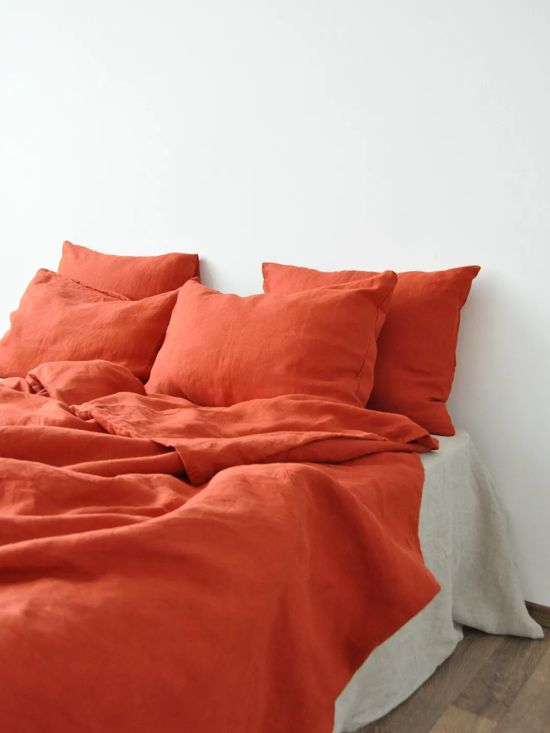 Terracotta linen pillowcase / Custom orange pillow cover / King, Queen, Standard, Euro, Decorative, Lumbar, Custom size / Envelope closure