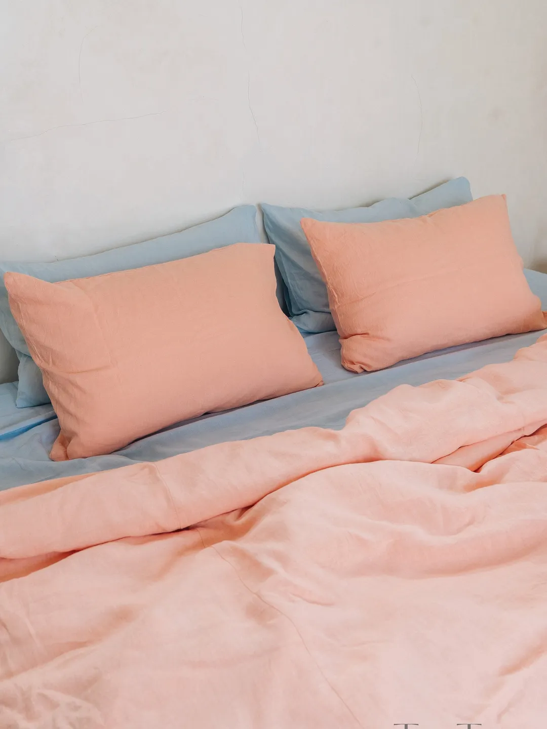 Peach linen duvet cover / 1 duvet cover / Softened linen / Peach comforter cover / Quilt cover / Coconut buttons / Hidden closure