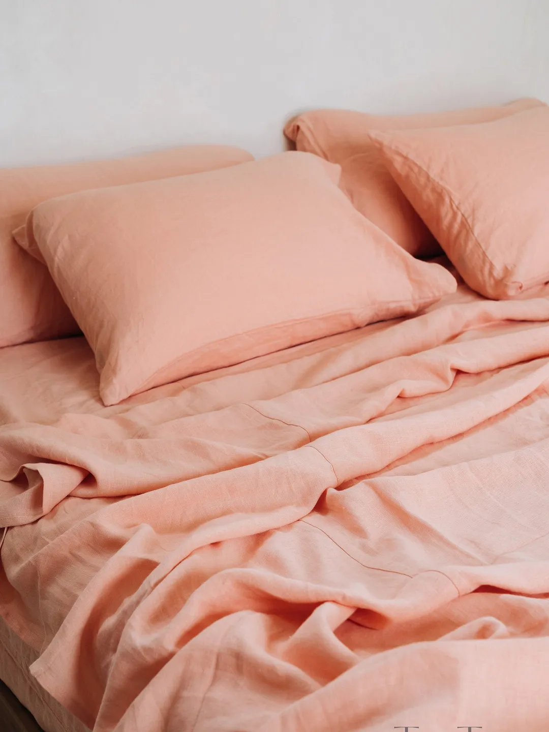 Peach linen flat sheet / 1 Flat sheet / Softened linen sheet / Stonewashed linen / Linen bedsheet / Farmhouse decor