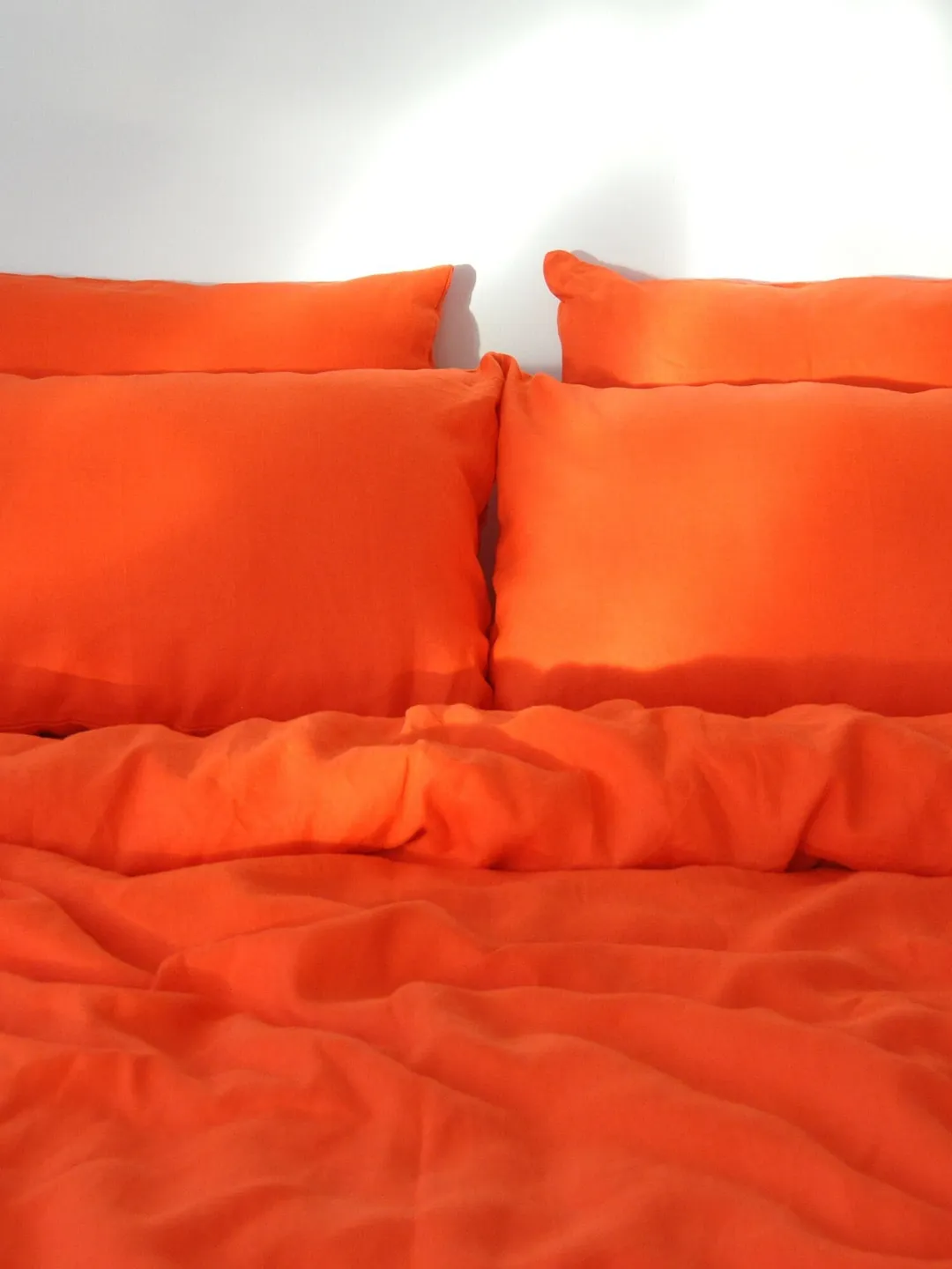 Bright orange linen bedding set / 1 Duvet cover + 2 Pillowcases / Softened linen bedding / Comforter cover set / Quilt cover set