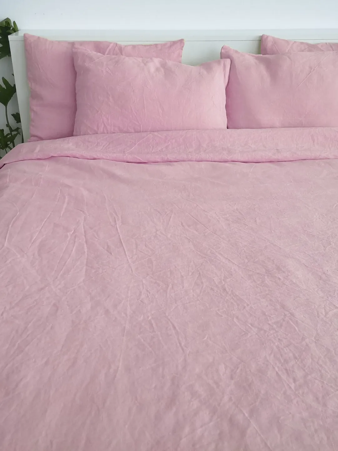 Sakura pink linen duvet cover / 1 duvet cover / Softened linen / Pink comforter cover / Rose quilt cover / Coconut buttons / Ribbon ties