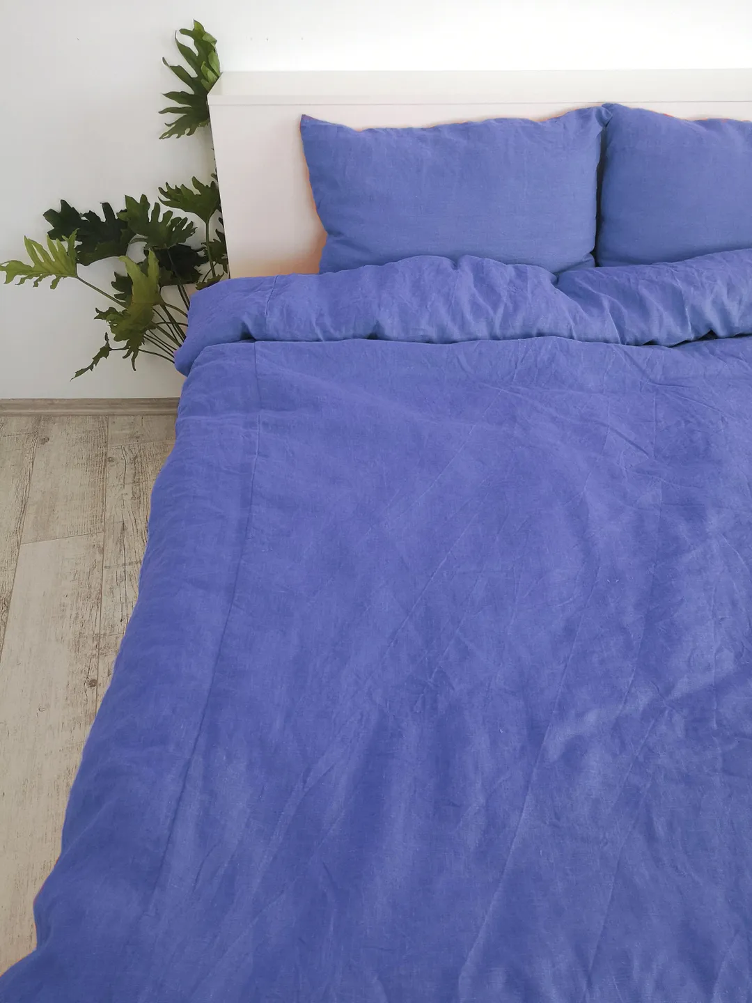 Violet linen bedding set / 1 Duvet cover + 2 Pillowcases / Softened linen bedding / Blue purple comforter cover set / Hidden closure