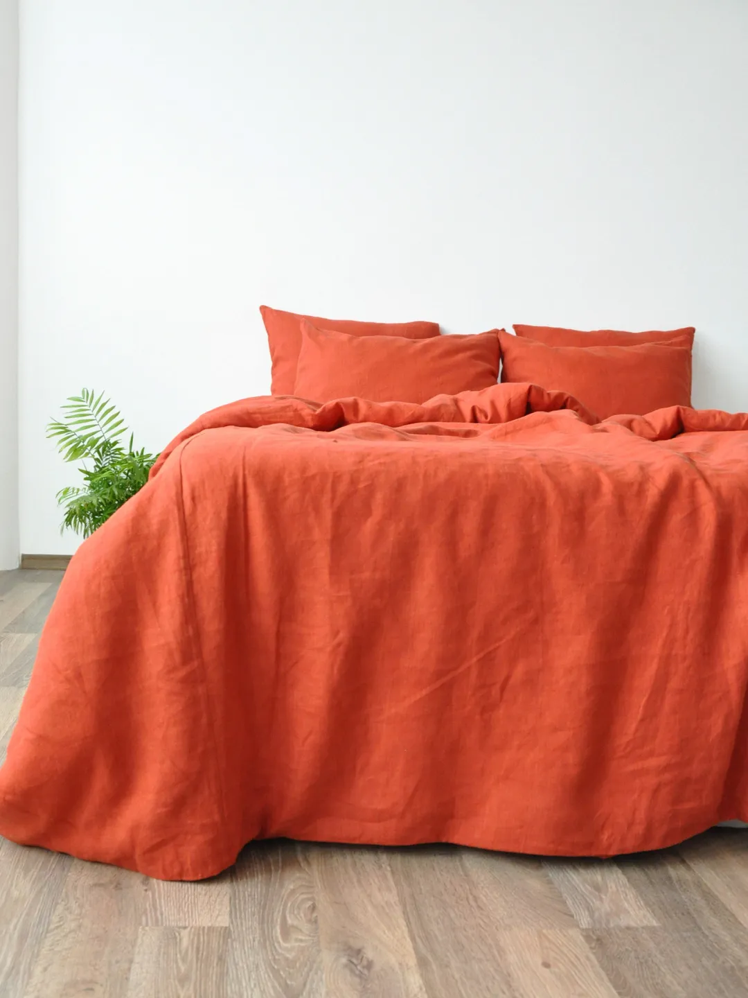 READY TO SHIP / Terracotta linen duvet cover / King size duvet cover in orange color / Softened linen bedding