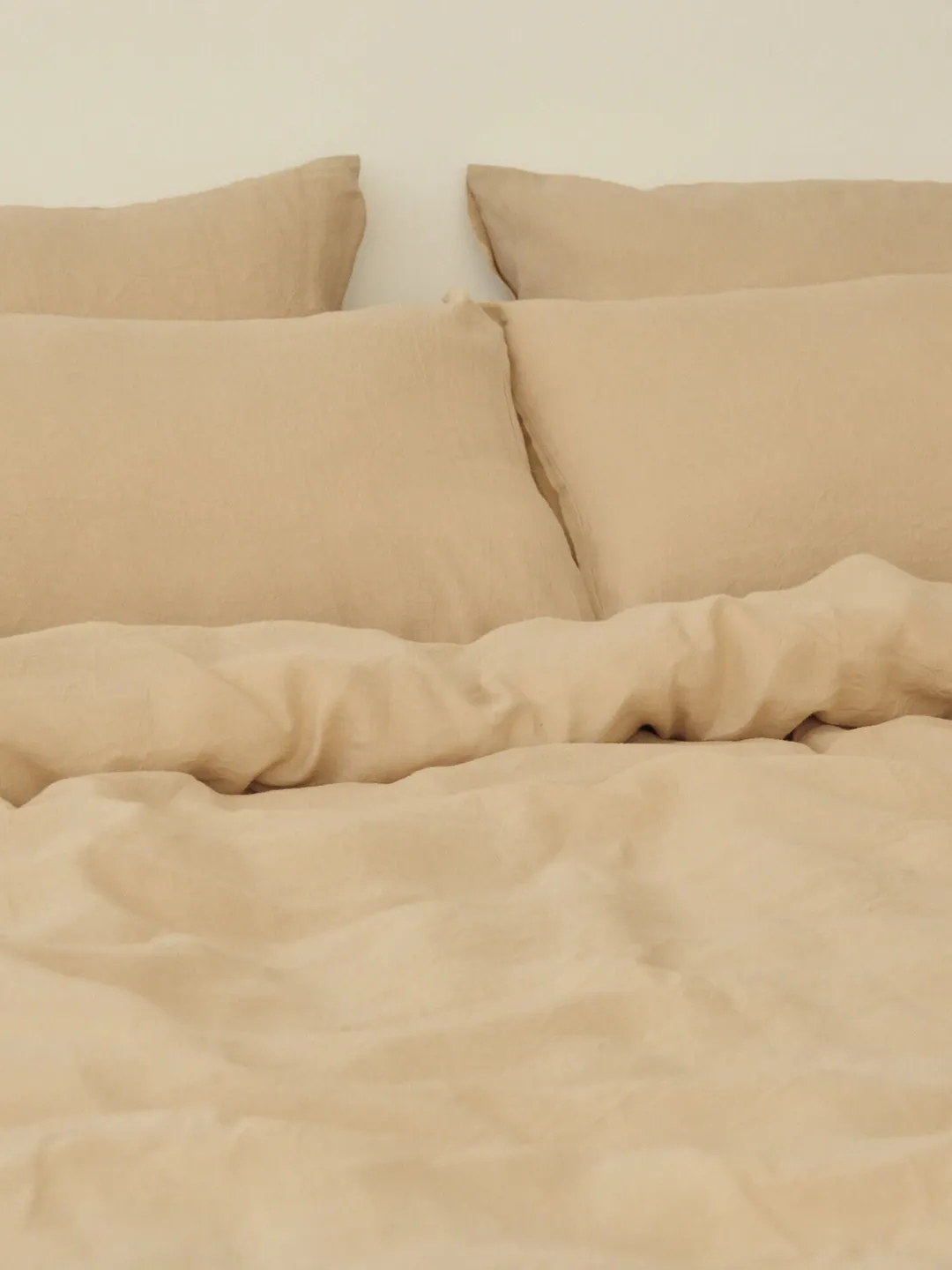 Caramel linen duvet cover / 1 duvet cover / Softened linen / Comforter cover / Coconut buttons / Ribbon ties / Hidden closure