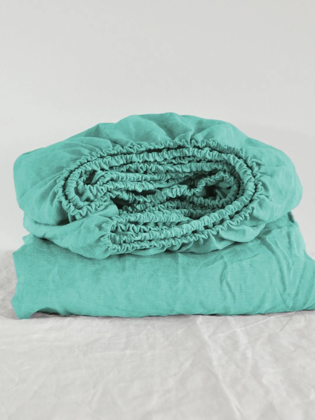 Cyan linen fitted sheet / 1 Fitted sheet / Softened linen sheet / Stonewashed linen / Linen bedsheet / Turquoise fitted sheet