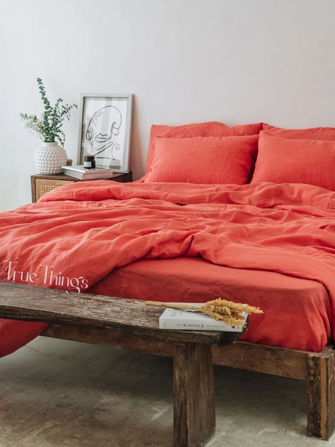 Coral linen pillowcase / Coral pillow cover / King, Queen, Standard, Euro, Decorative, Australian, Lumbar, Custom size / Envelope closure