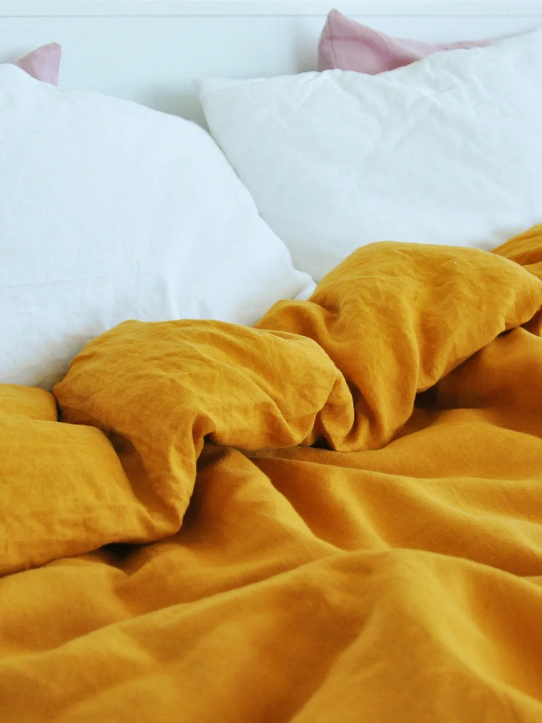 READY TO SHIP / Turmeric linen duvet cover / Twin duvet cover / Softened linen / Orange comforter cover / Quilt cover