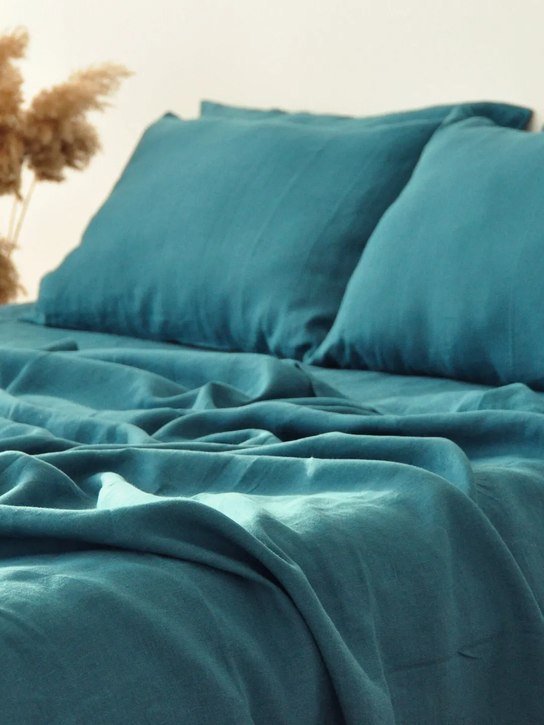 Teal linen flat sheet / 1 Flat sheet / Softened linen sheet / Stonewashed linen / Linen bedsheet / Blue-green linen sheet / Farmhouse decor