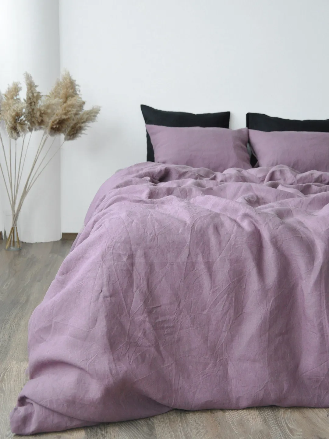 Mauve linen bedding set / 1 Duvet cover + 2 Pillowcases / Softened linen bedding / Duvet covet set / Comforter cover set /Quilt cover set