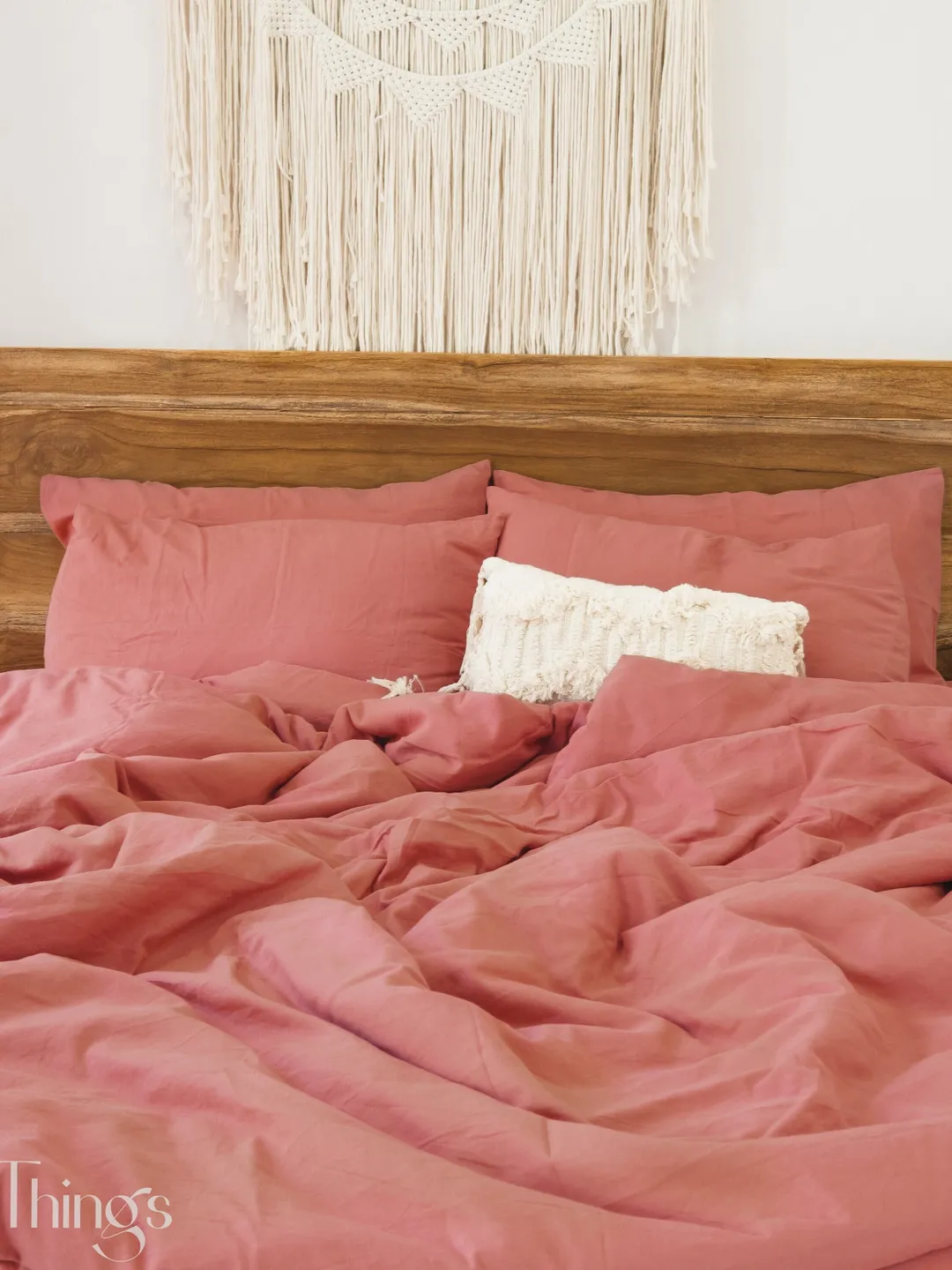 Rust pink linen bedding set / 1 Duvet cover + 2 Pillowcases / Softened linen bedding / Comforter cover set / Quilt cover set /Hidden closure
