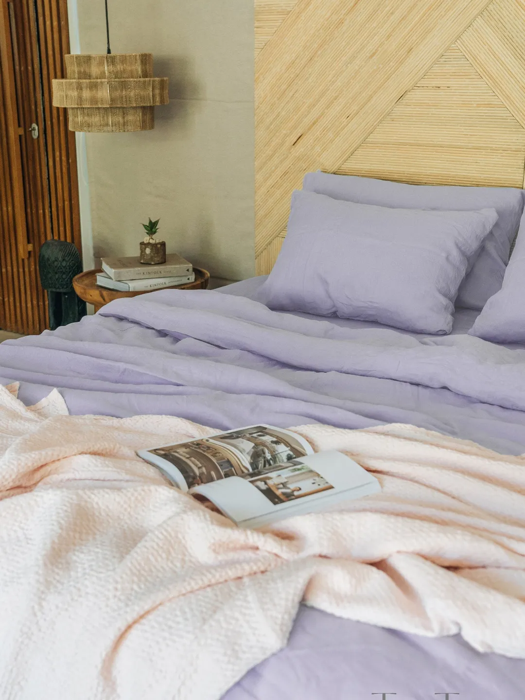 Pastel lavender linen bedding set / 1 Duvet cover + 2 Pillowcases / Softened linen / Comforter cover set / Quilt cover set / Hidden closure