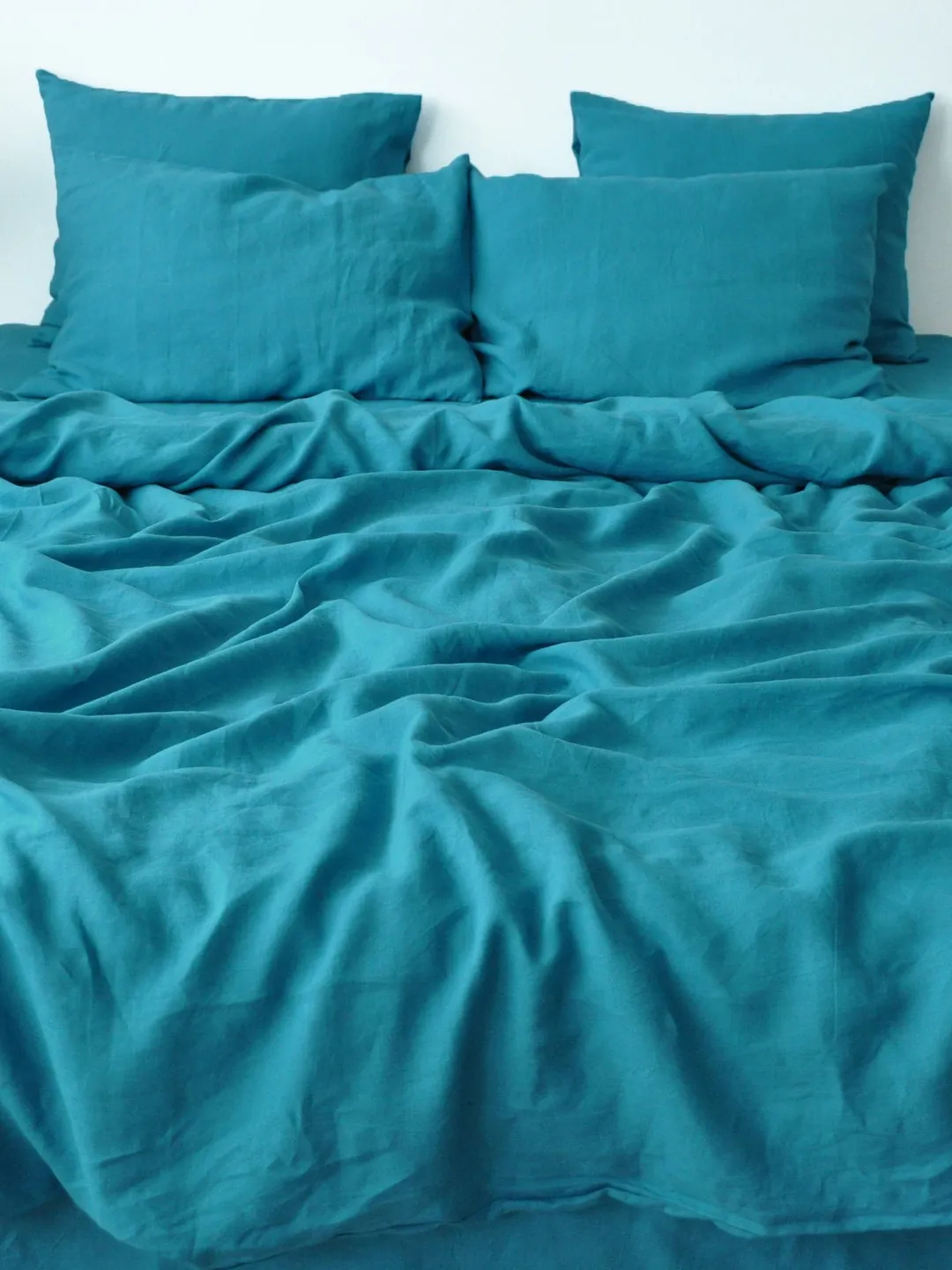 Sea wave linen duvet cover / 1 duvet cover / Softened linen / Comforter cover / Coconut buttons / Ribbon ties / Hidden closure