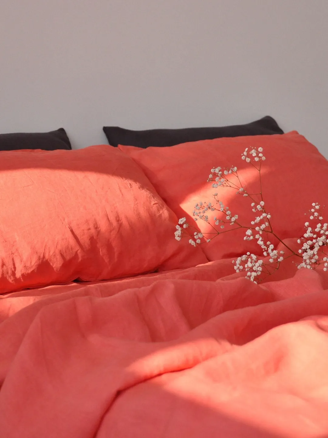 Coral linen flat sheet / 1 Flat sheet / Softened linen sheet / Stonewashed linen / Linen bedsheet / Farmhouse decor