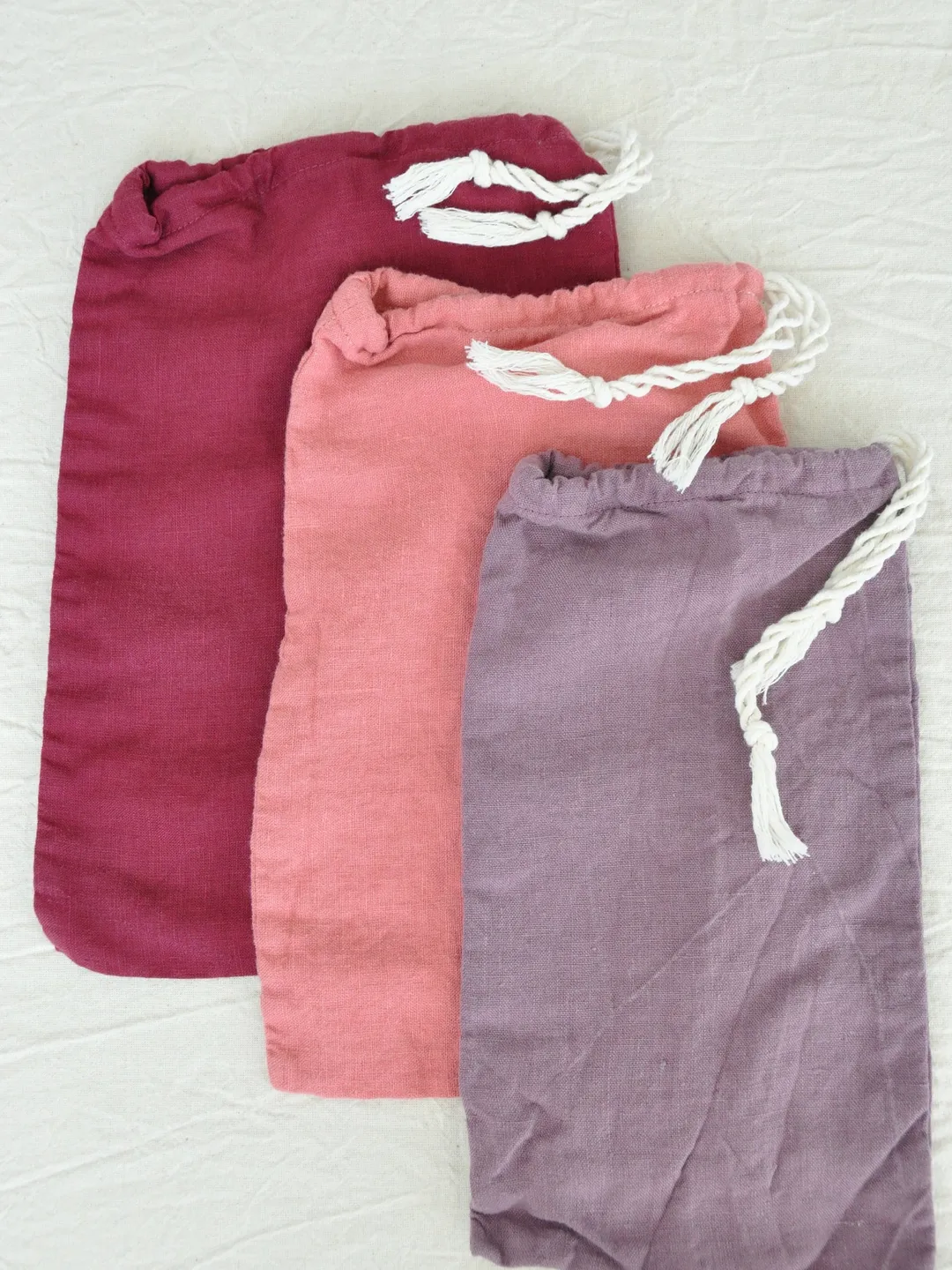 Zero waste linen bag / Bags set / Reusable washable food storage / Eco-friendly organic pocket / Natural bread drawstring bag / Vegan gift