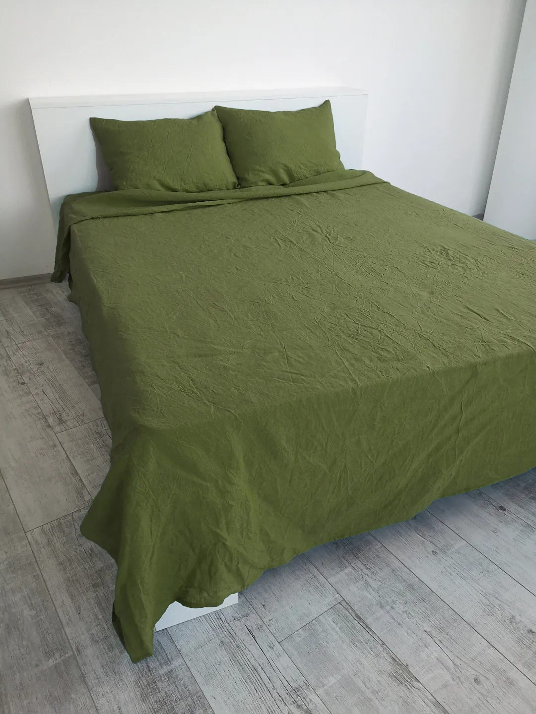 Olive linen flat sheet / 1 Flat sheet / Softened linen sheet / Stonewashed linen / Linen bedsheet / Farmhouse decor