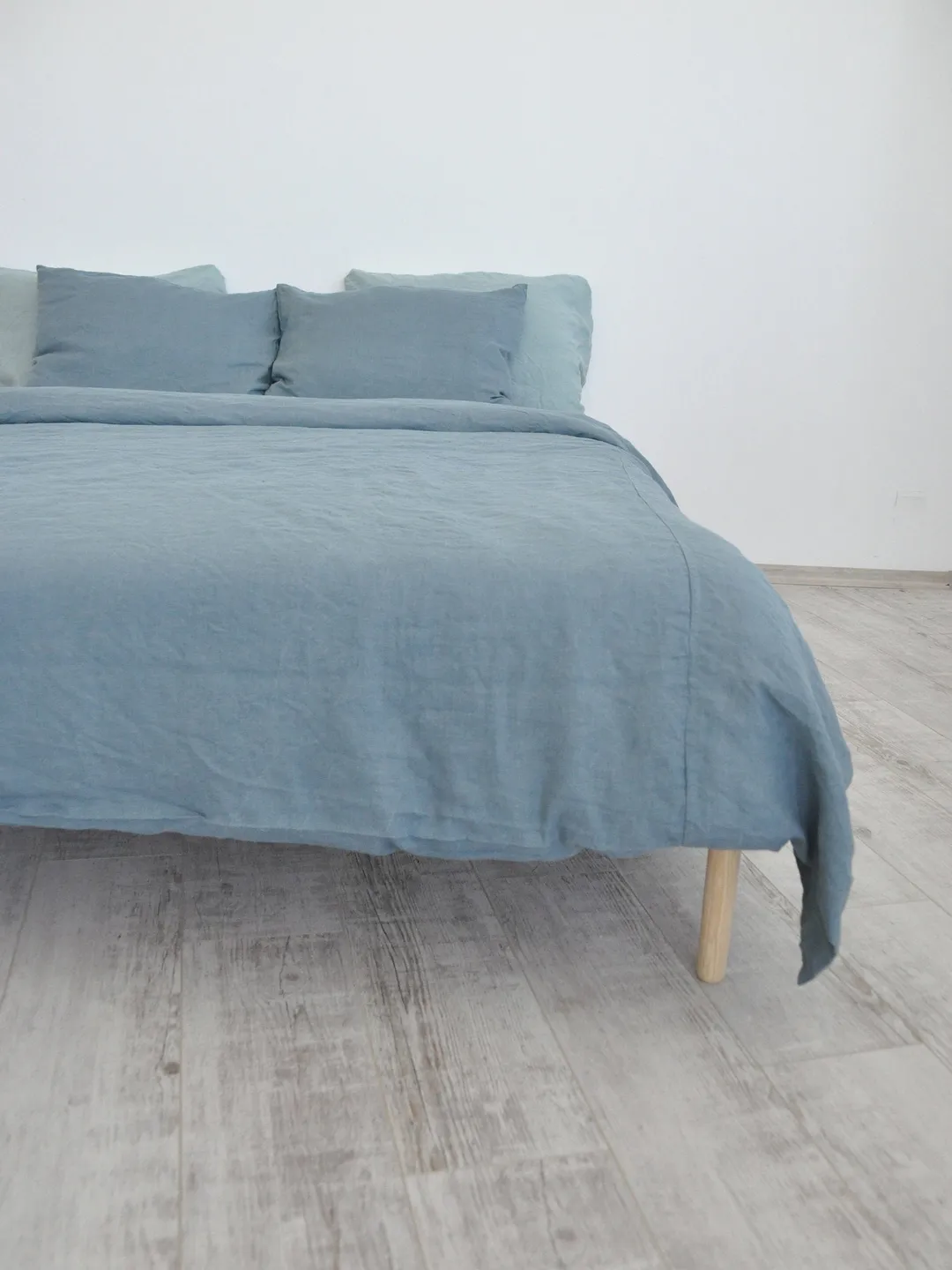 Dusty blue linen bedding set / 1 Duvet cover + 2 Pillowcases / Softened linen bedding / Comforter cover set / Hidden closure