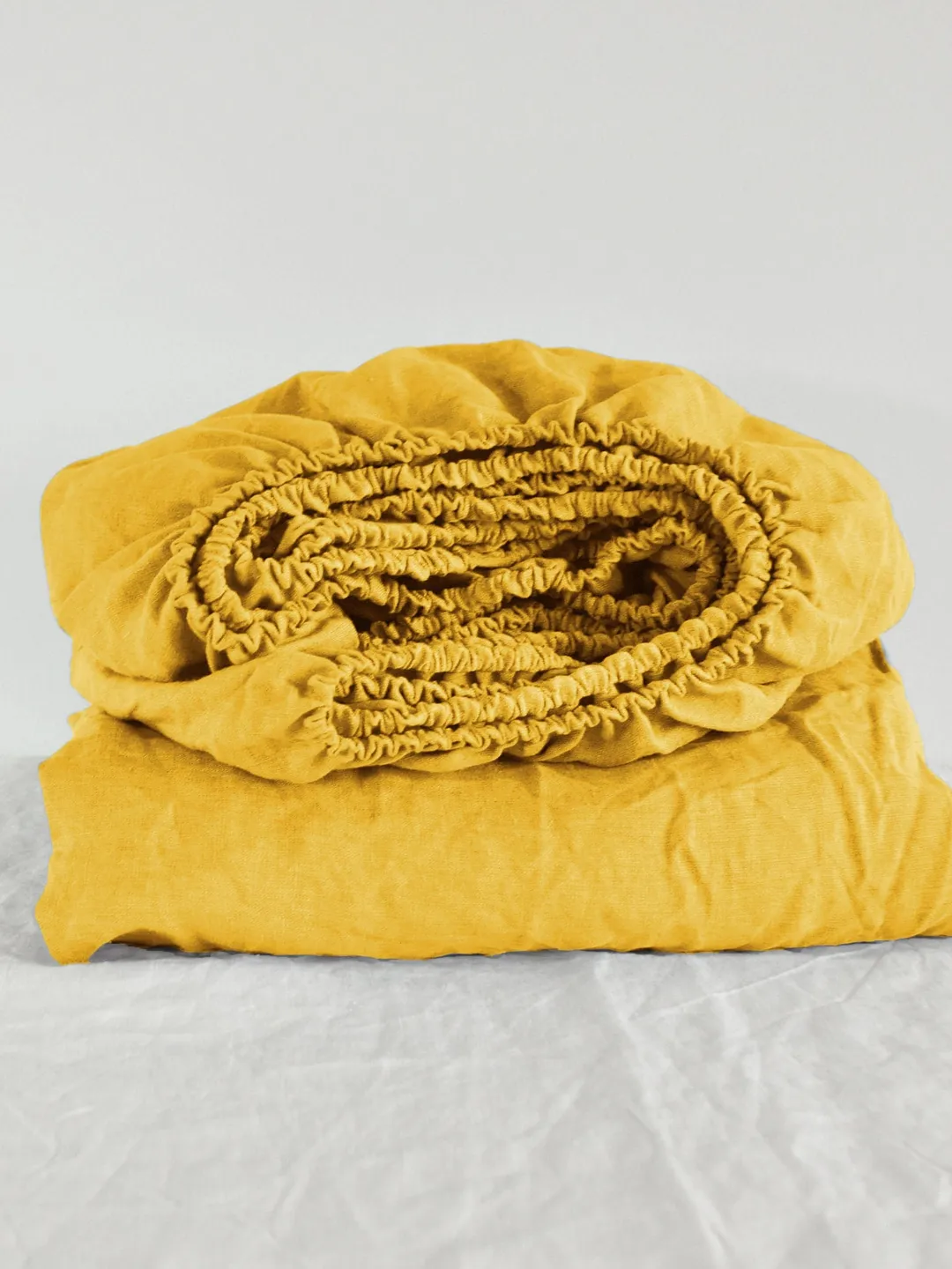 Bright yellow linen fitted sheet / 1 Fitted sheet / Softened linen sheet / Stonewashed linen / Linen bedsheet