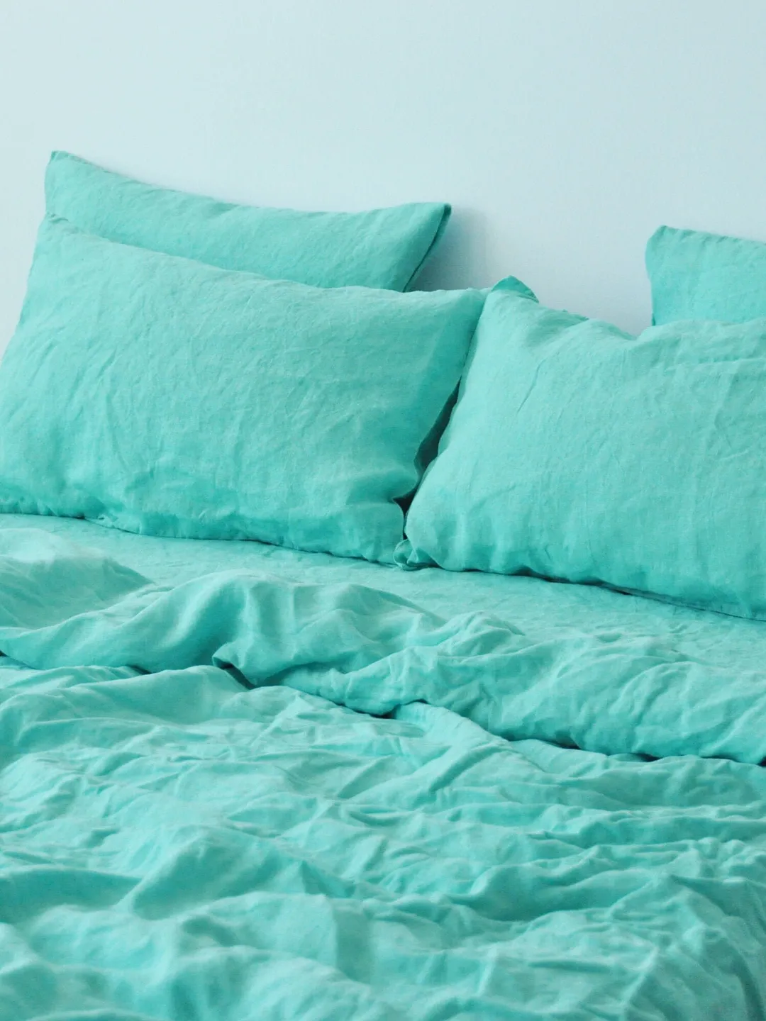 Cyan linen pillowcase / Turquoise pillow cover / King, Queen, Standard, Euro, Decorative, Boudoir, Custom size / Envelope closure