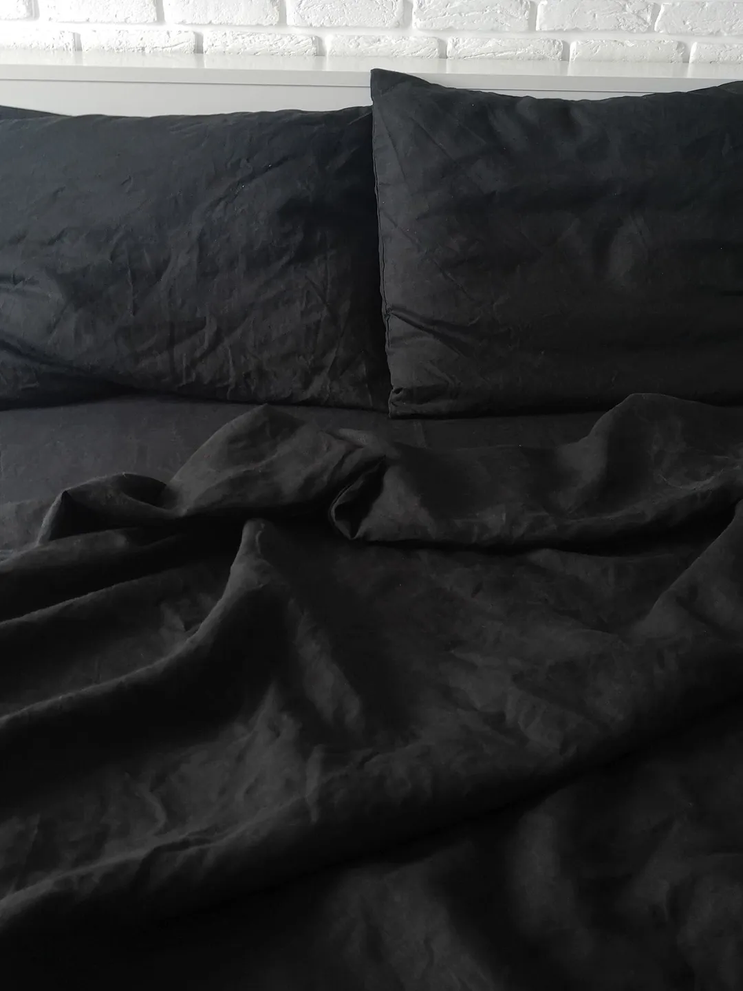 Black linen pillowcase / Black pillow cover / King, Queen, Standard, Euro, Decorative, Toddler, Body, Custom size / Envelope closure