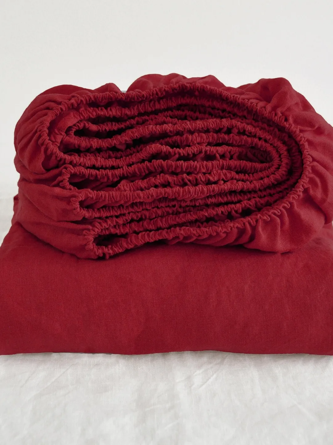Maroon  linen fitted sheet / 1 Fitted sheet / Softened linen sheet / Stonewashed linen / Linen bedsheet / Red fitted sheet washed linen