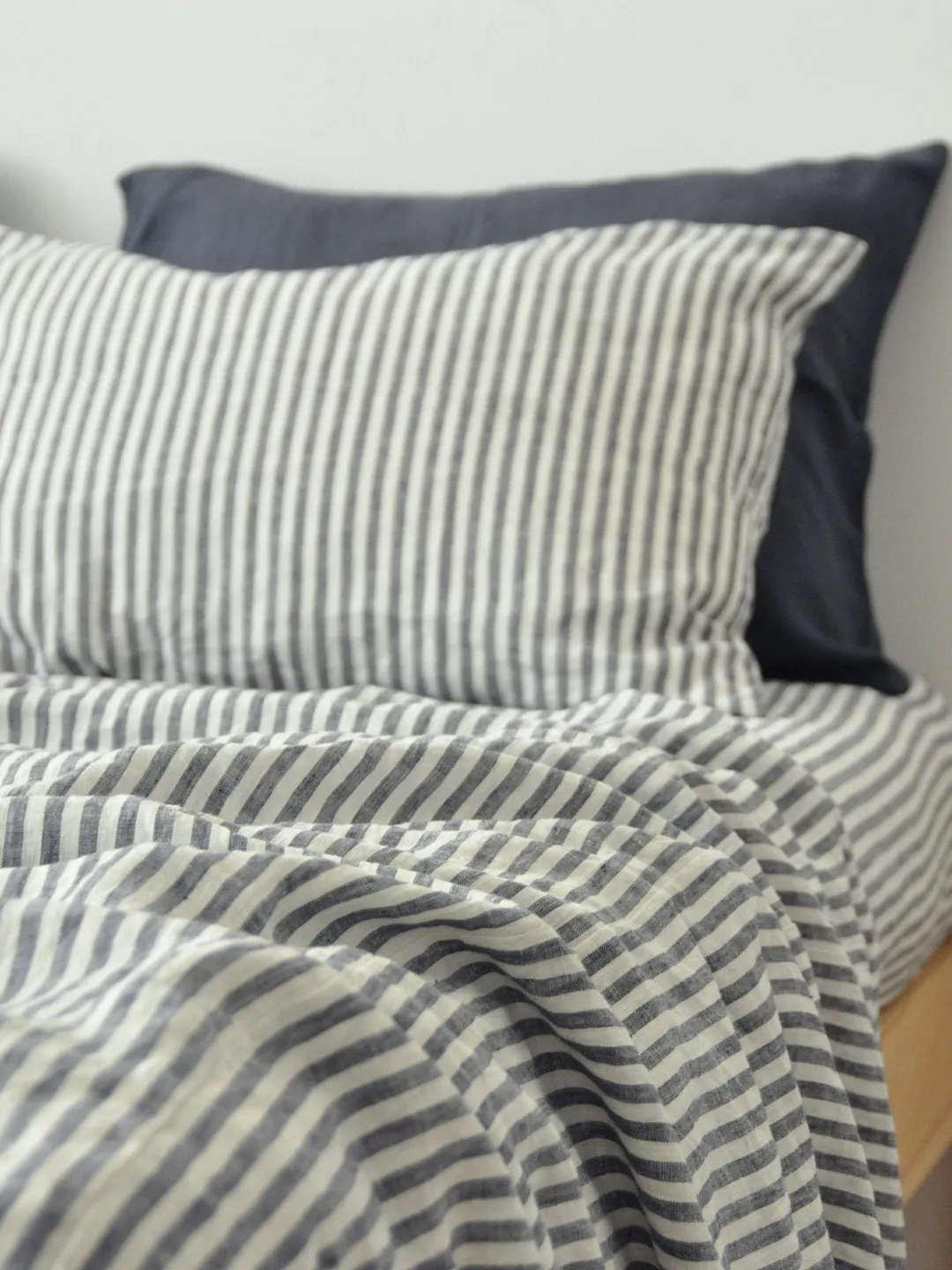 Gray stripe linen flat sheet / 1 Flat sheet / Softened linen sheet / Stonewashed linen / Linen bedsheet